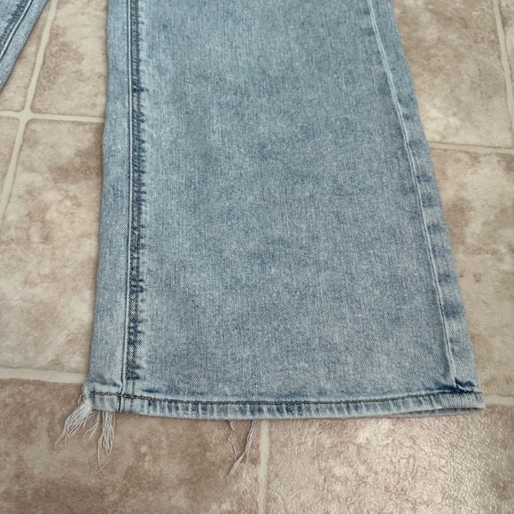 American Eagle Super High Rise Baggy Wide Leg Blue Jeans Slouchy Sz 0 Short - Picture 7 of 14